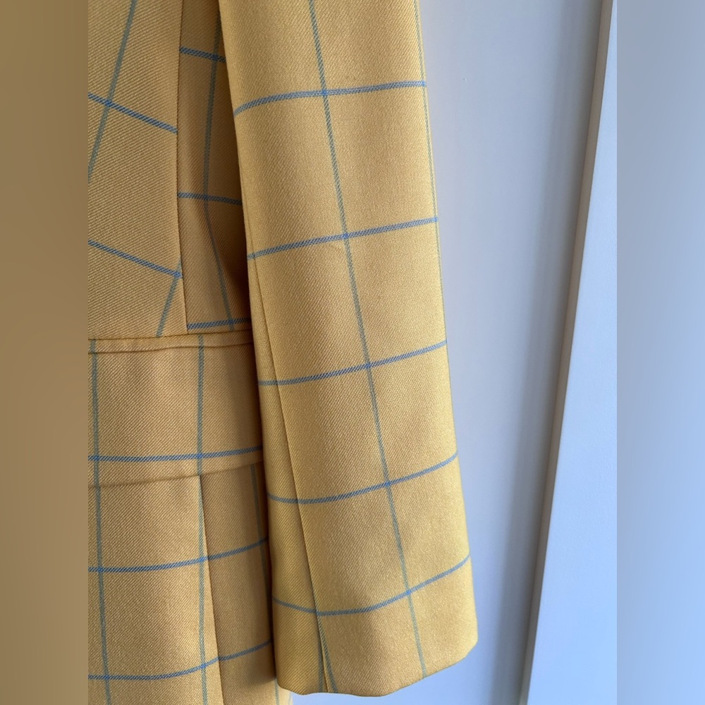 ESCADA MARGARETHA LEY Yellow Cashmere Window Pane Vintage Blazer Jacket 40 M - Picture 3 of 8